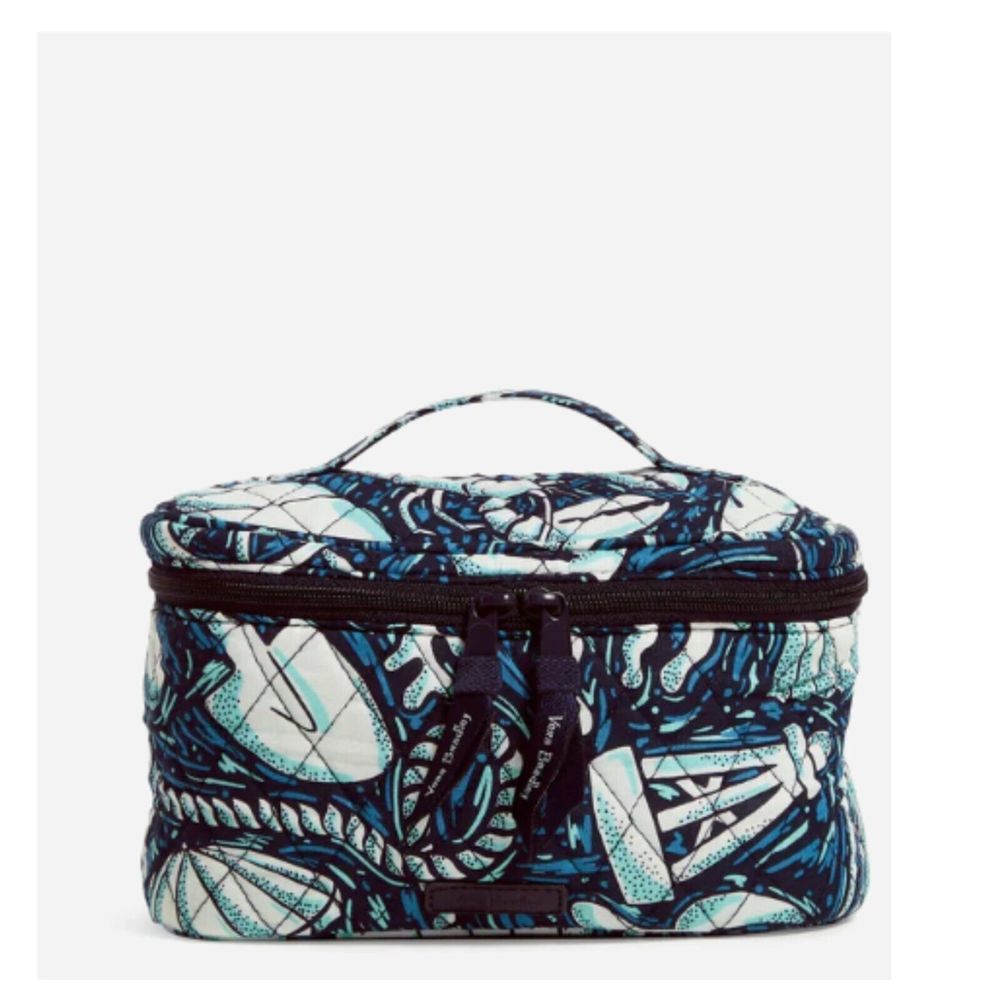 Vera Bradley Factory Style Train Case Cosmetic Make-Up Organizer SHORE ENOUGH - Picture 1 of 8